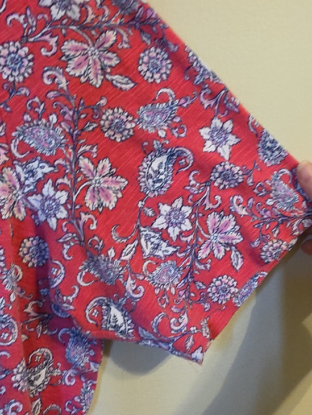 J Jill Pink Floral Pima Slub Elbow Sleeve Tee. In EUC - Picture 3 of 4
